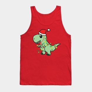 Cute Dinosaur Christmas Tree Lights Tank Top